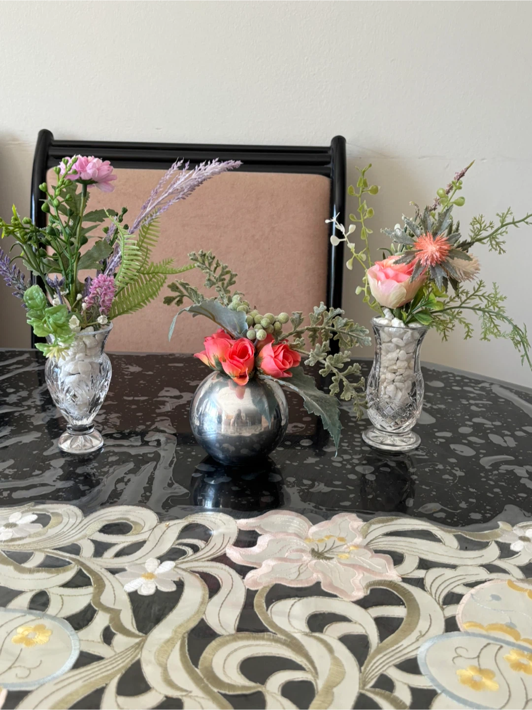 Set of 3 Mini Artificial Floral Arrangements in Vases