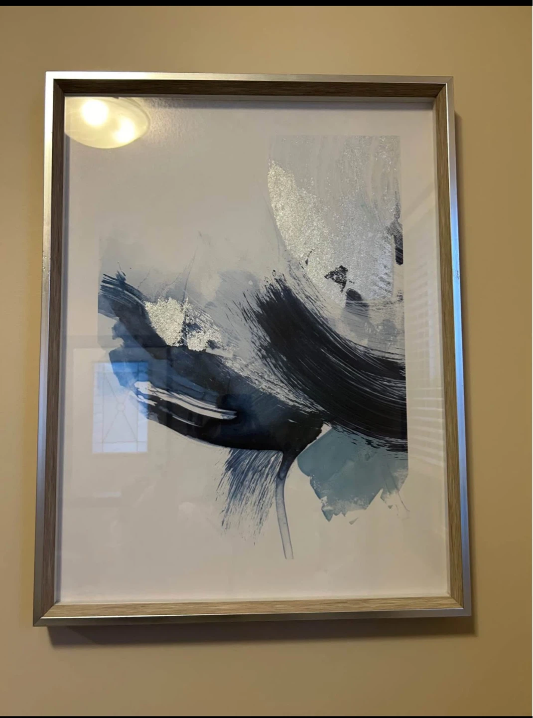 Set of Two Abstract Blue and Silver Wall Art - photo 2