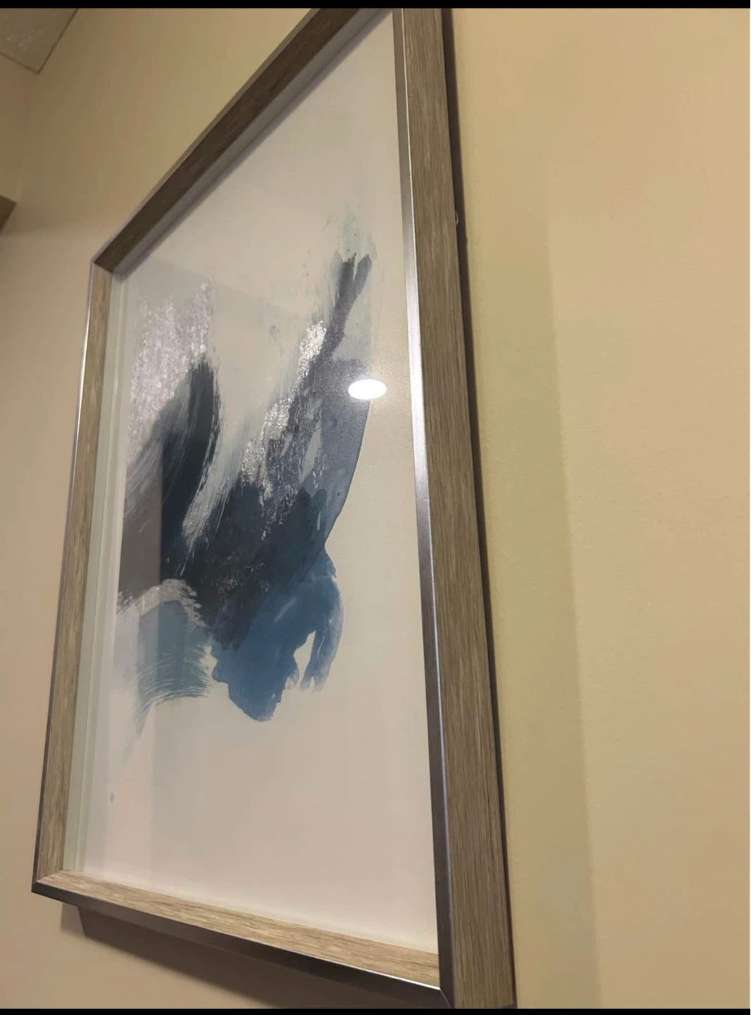 Set of Two Abstract Blue and Silver Wall Art - photo 3
