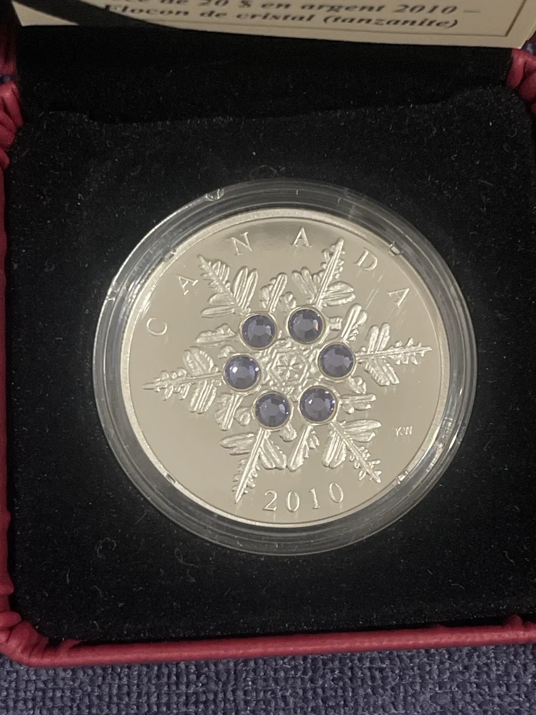 2010 $20 Fine Silver Coin - Crystal Snowflake (Tanzanite)