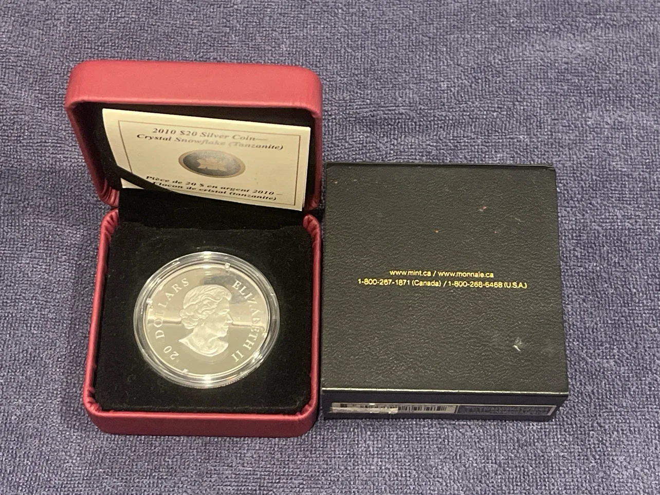 2010 $20 Fine Silver Coin - Crystal Snowflake (Tanzanite) - photo 3