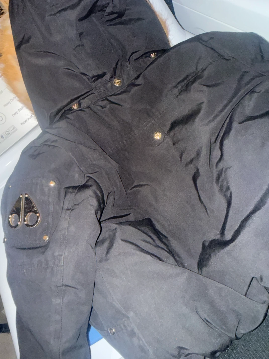 Moose Knuckles Black Bomber Jacket with Fur Hood kids size 6 - photo 4