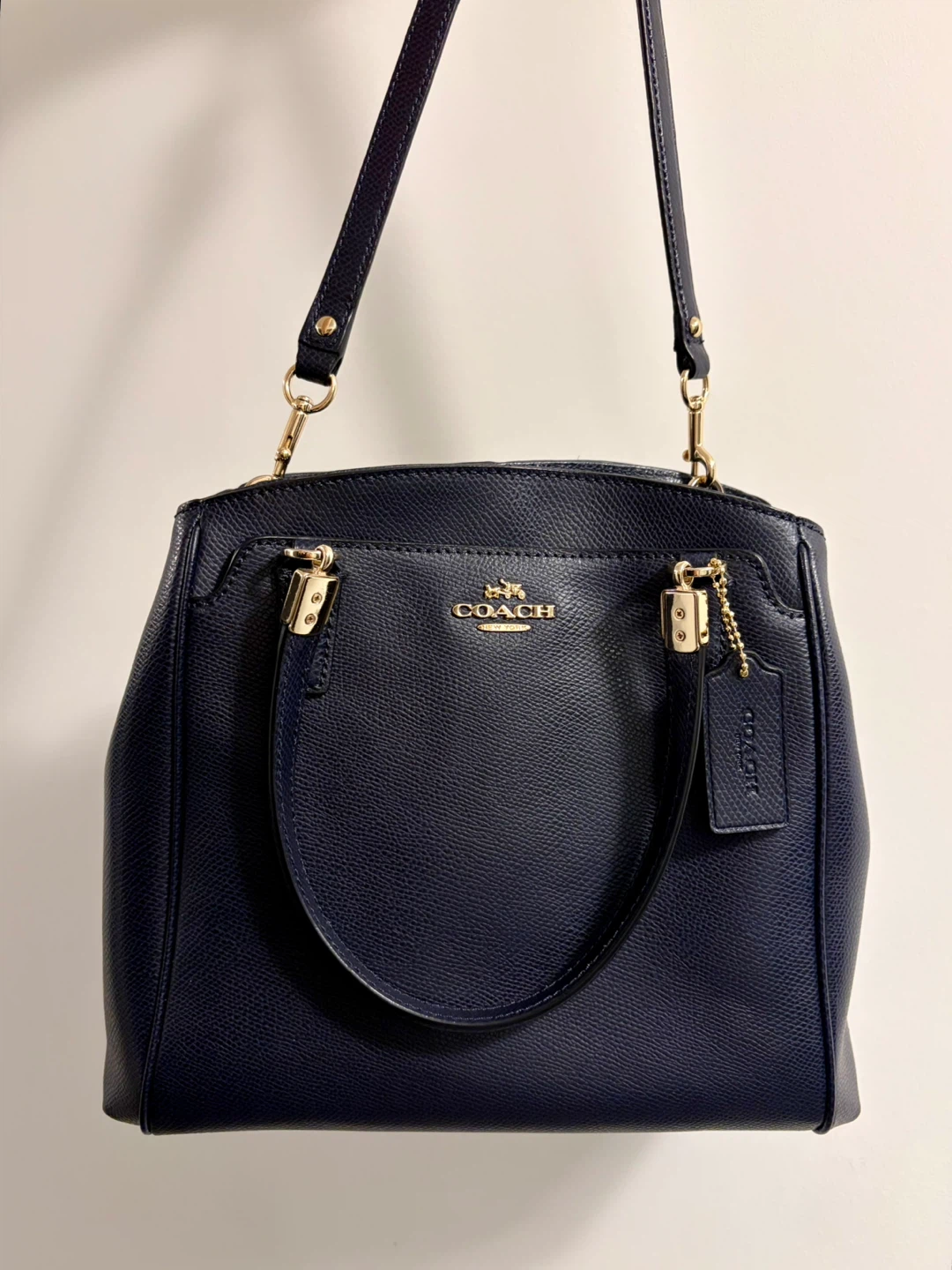 Navy Blue Coach Leather Handbag