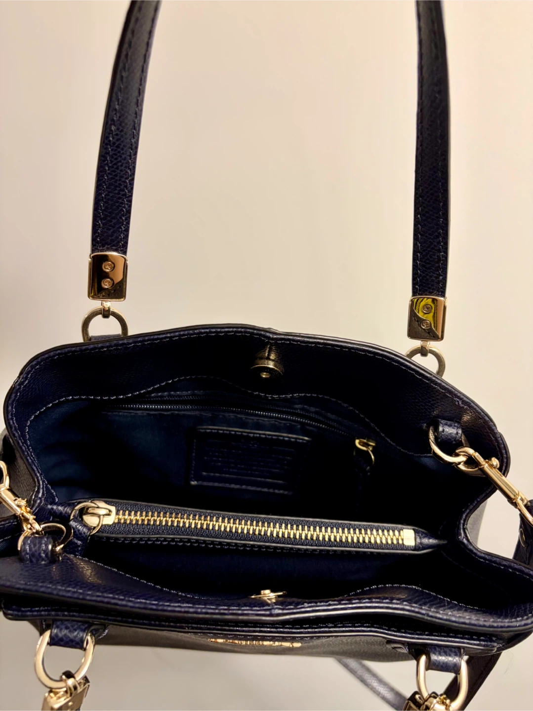 Navy Blue Coach Leather Handbag - photo 2