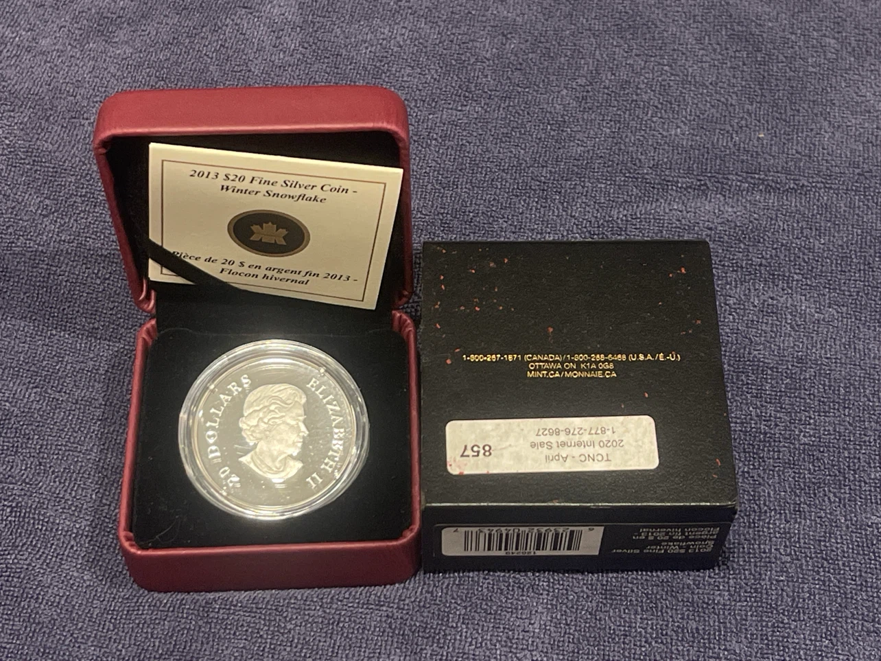 2013 $20 Fine Silver Coin - Winter Snowflake - photo 3