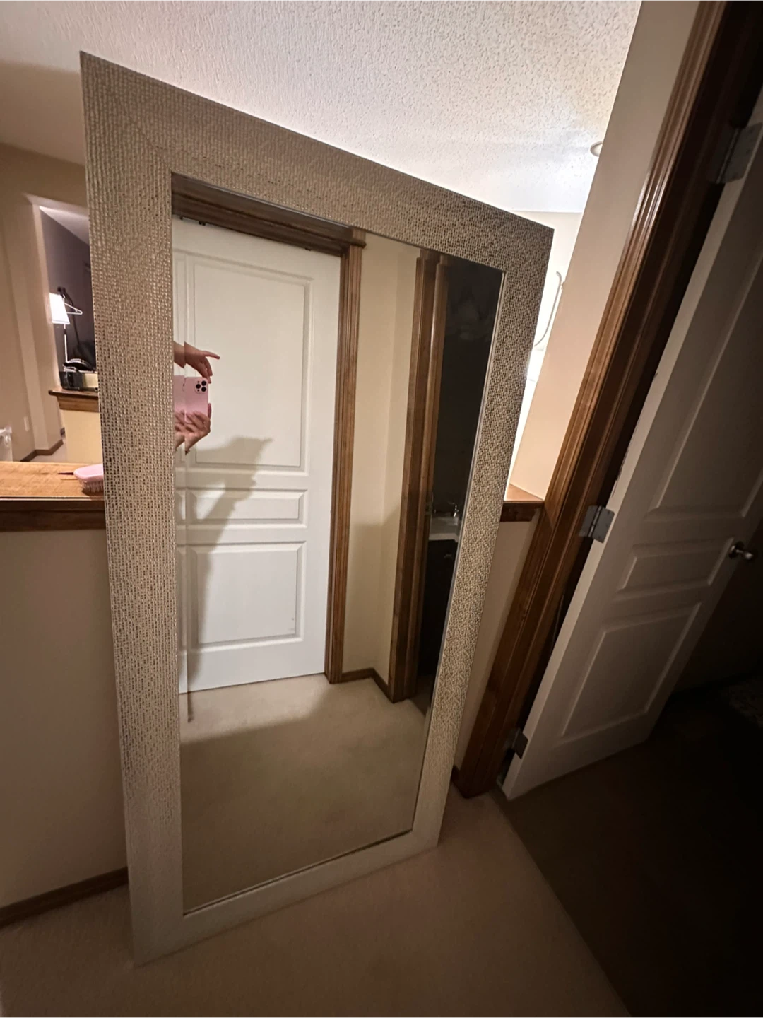 Large Floor Mirror with Textured Frame