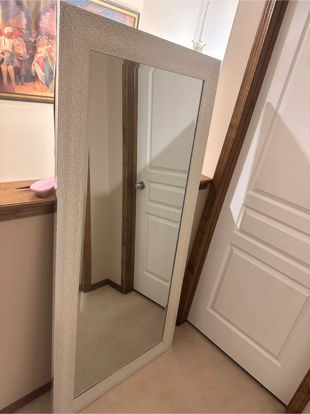 Large Floor Mirror with Textured Frame - photo 2