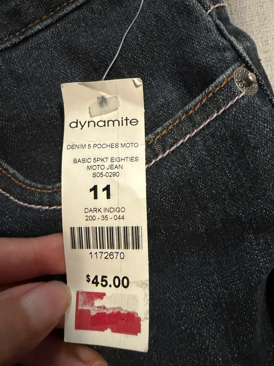 Dynamite Eighties Moto Jeans Dark Indigo Size 11 - photo 2