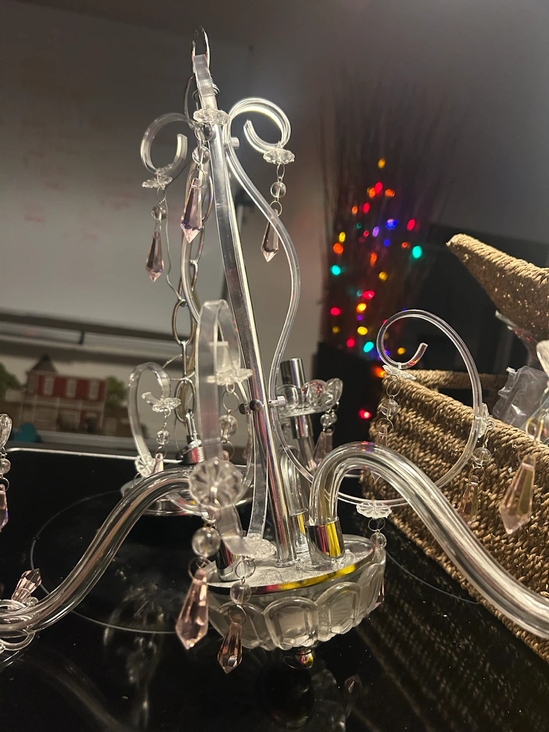 Clear pink real  Crystal Chandelier