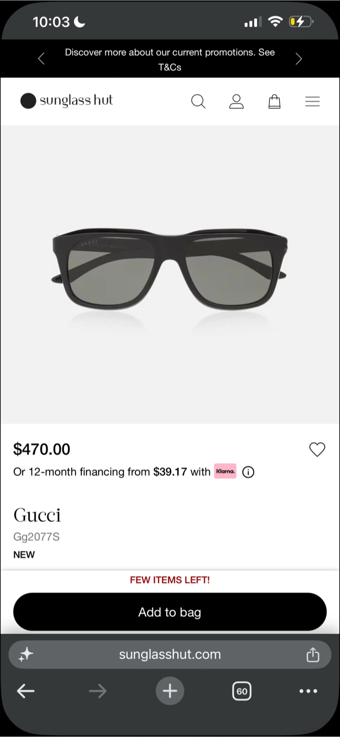 New Authentic Gucci GG2077S Sunglasses Black/Grey - photo 5