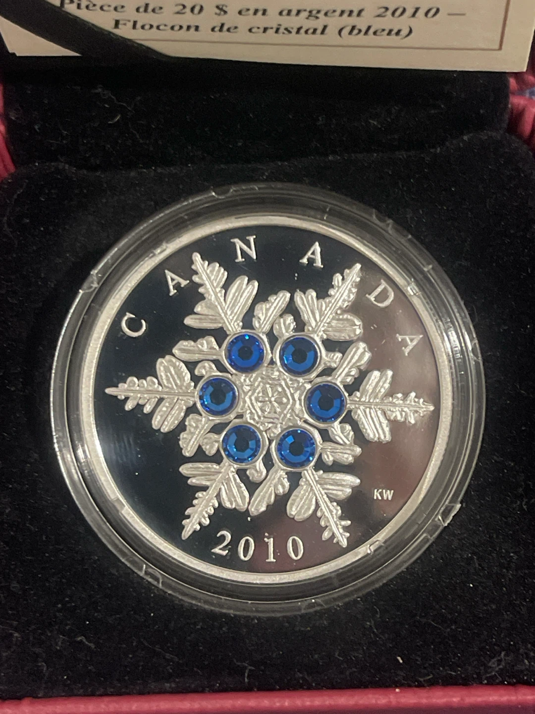 2010 $20 Fine Silver Coin - Crystal Snowflake (Blue)