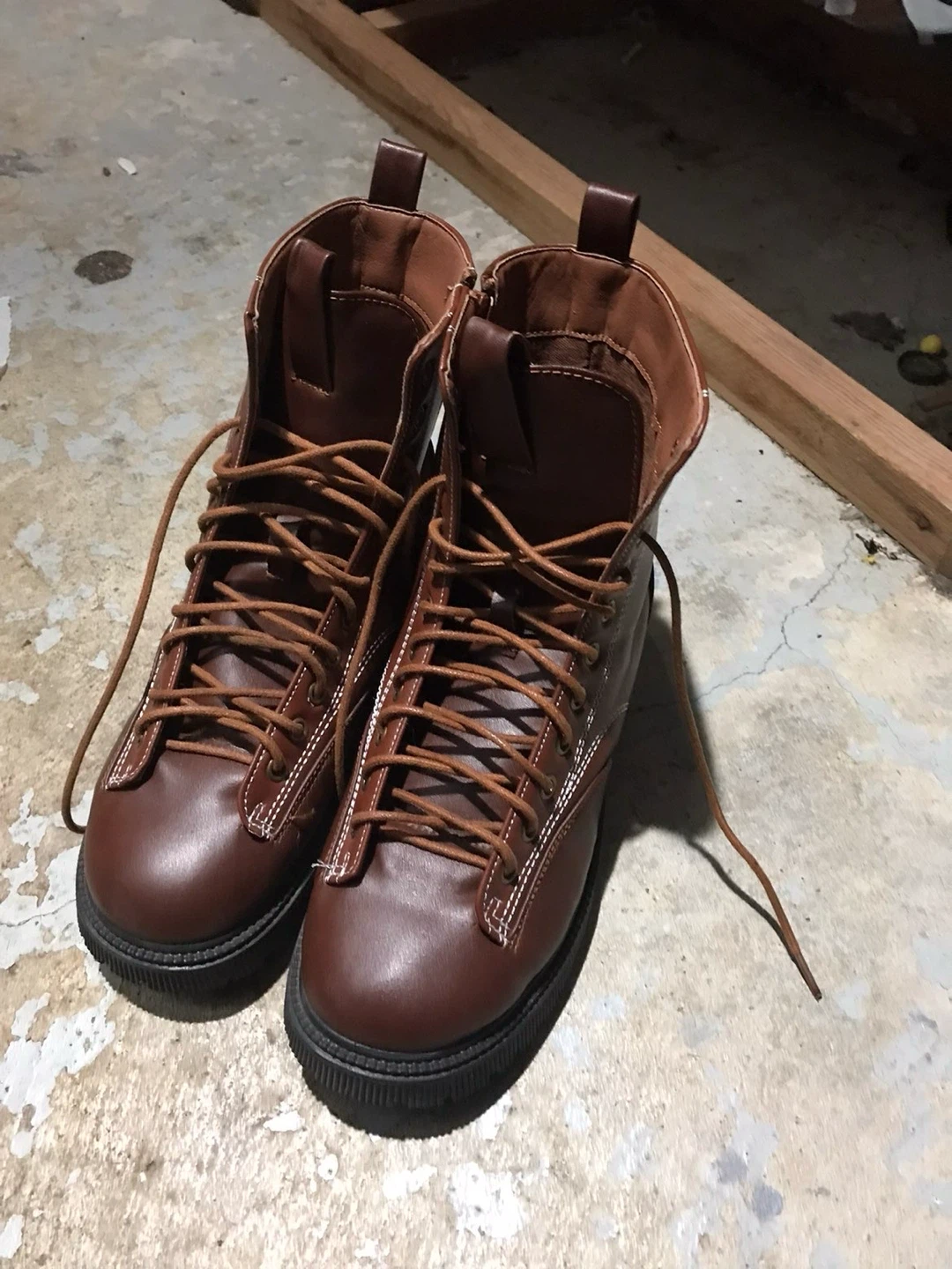Brown Lace-up Combat Boots