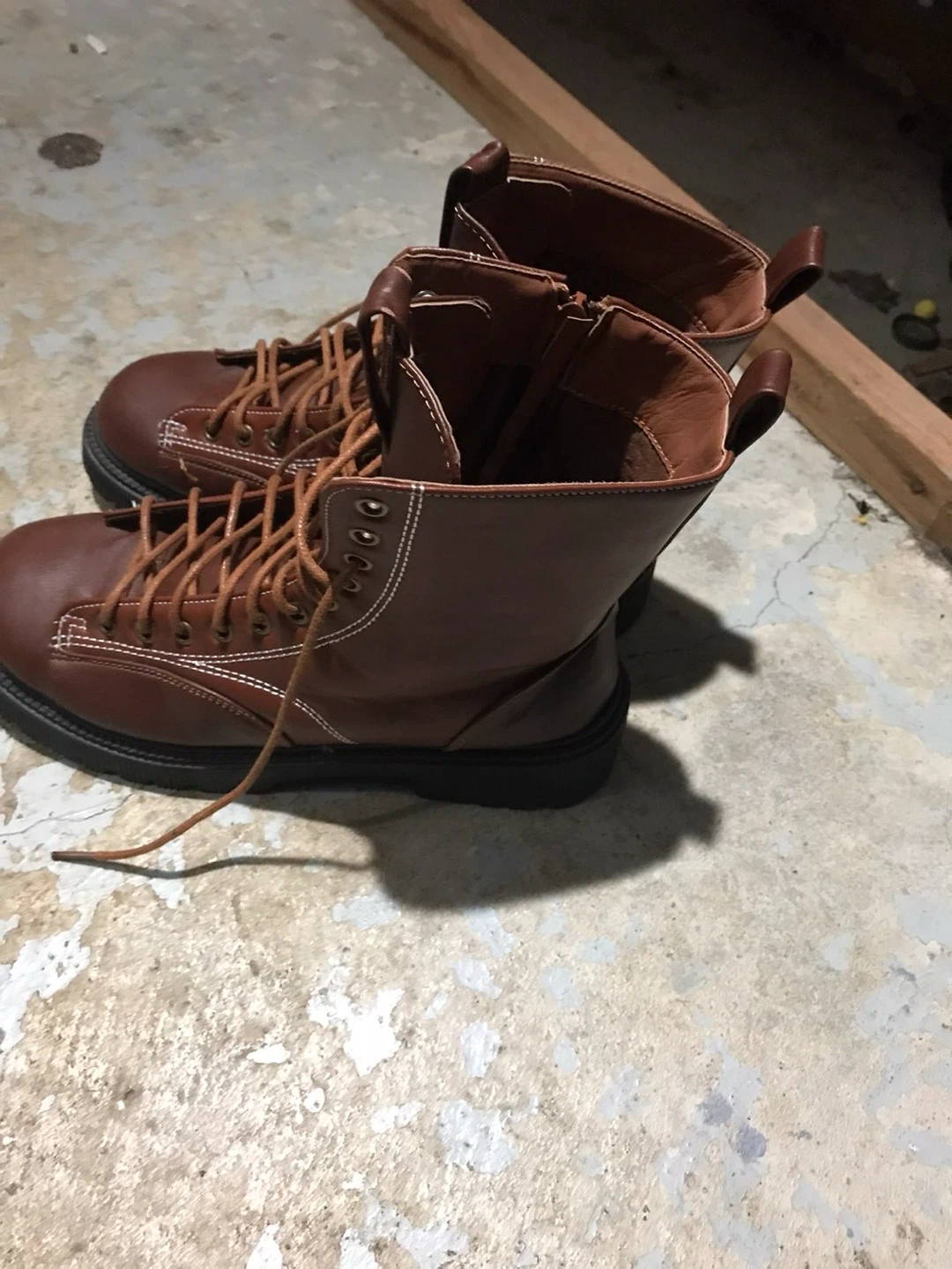 Brown Lace-up Combat Boots - photo 2