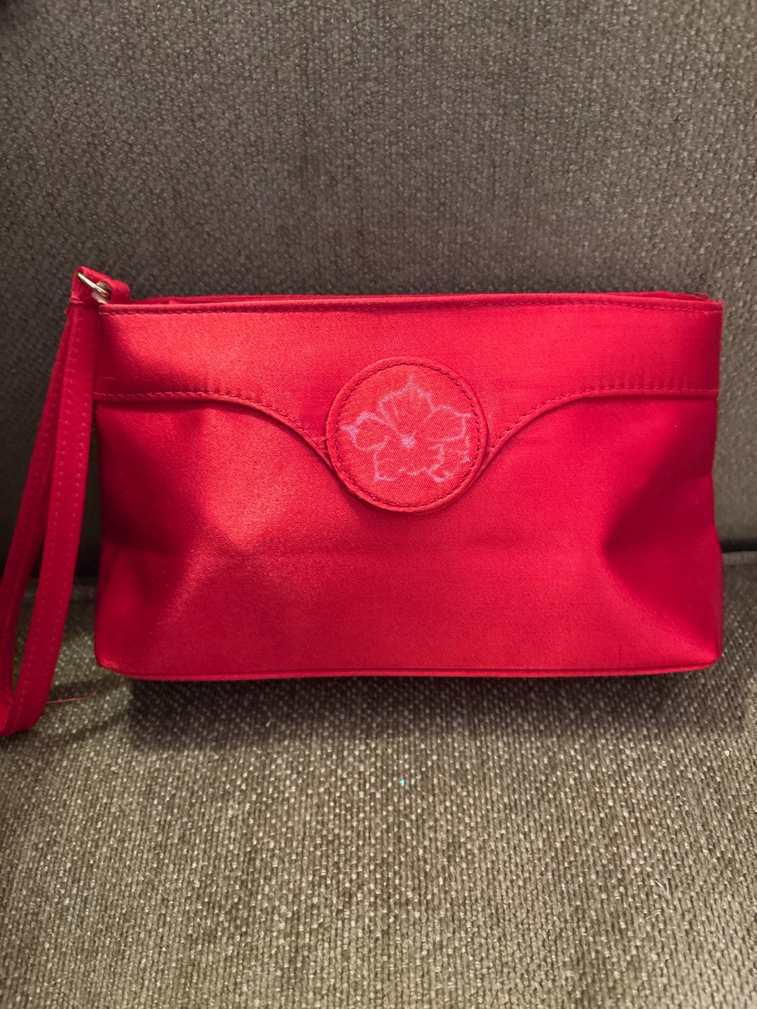 Oscar de la Renta red satin wristlet