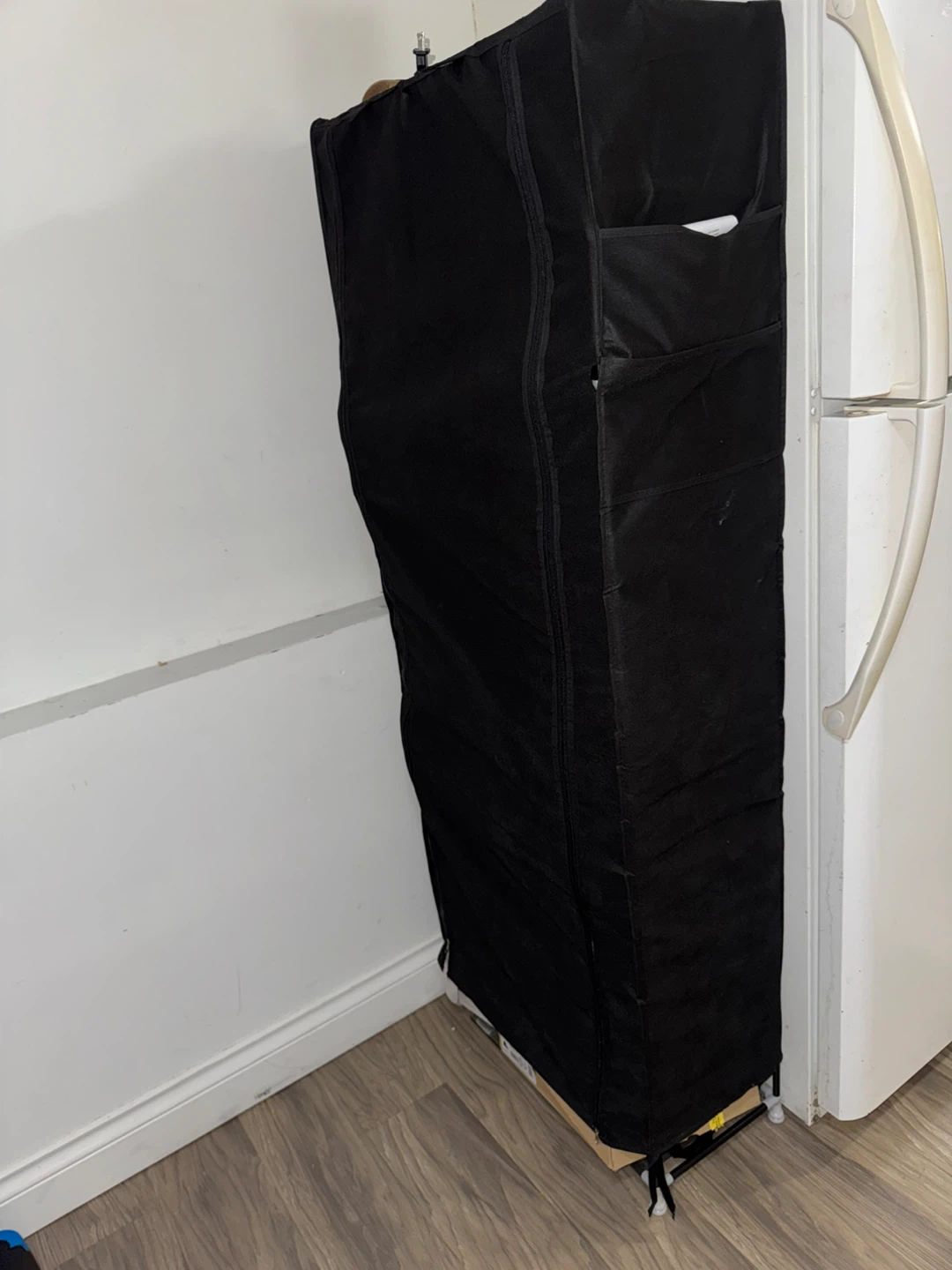 Black fabric shoe rack with cover