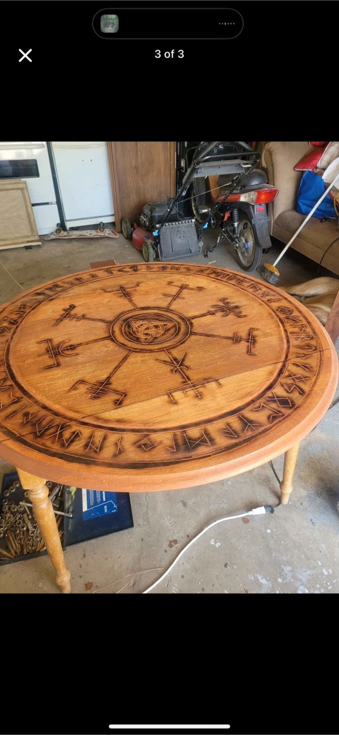 Custom Wood Burned Celtic Round Table - photo 2
