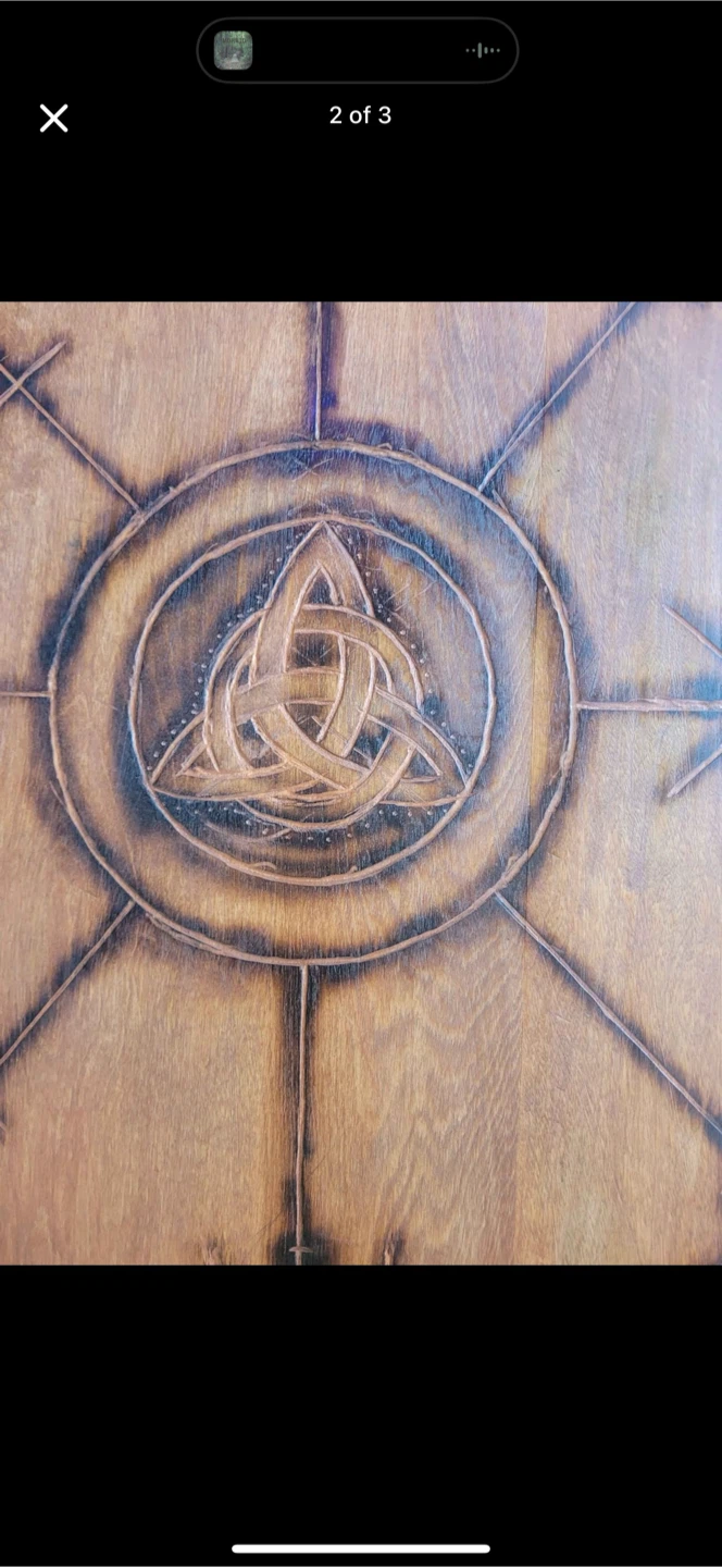 Custom Wood Burned Celtic Round Table - photo 3