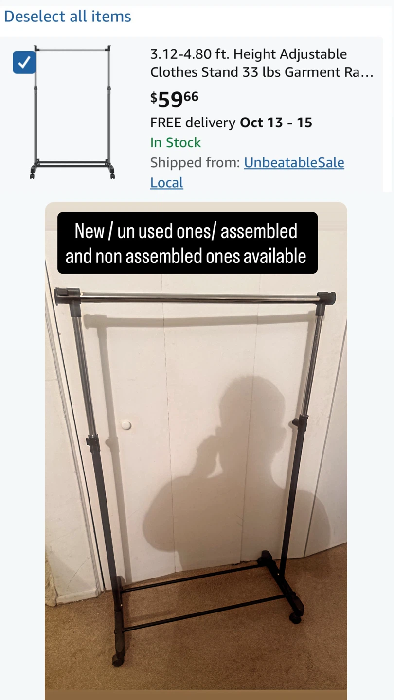 Adjustable Height Rolling Garment Rack