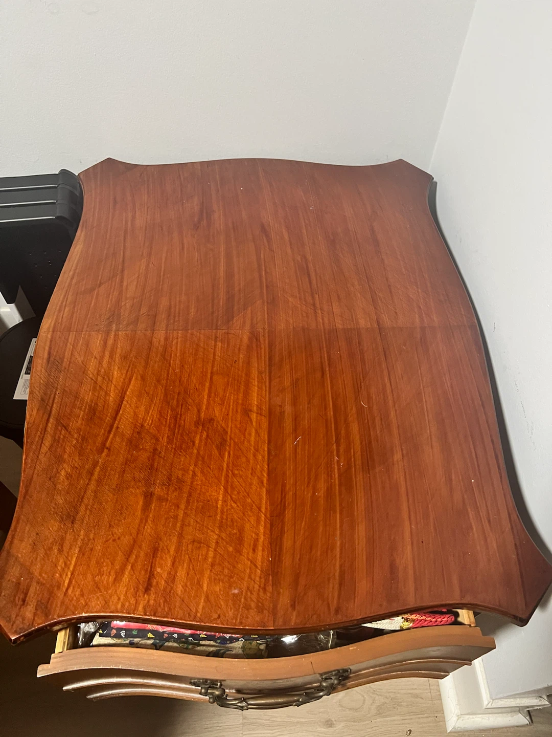wooden table with drawer