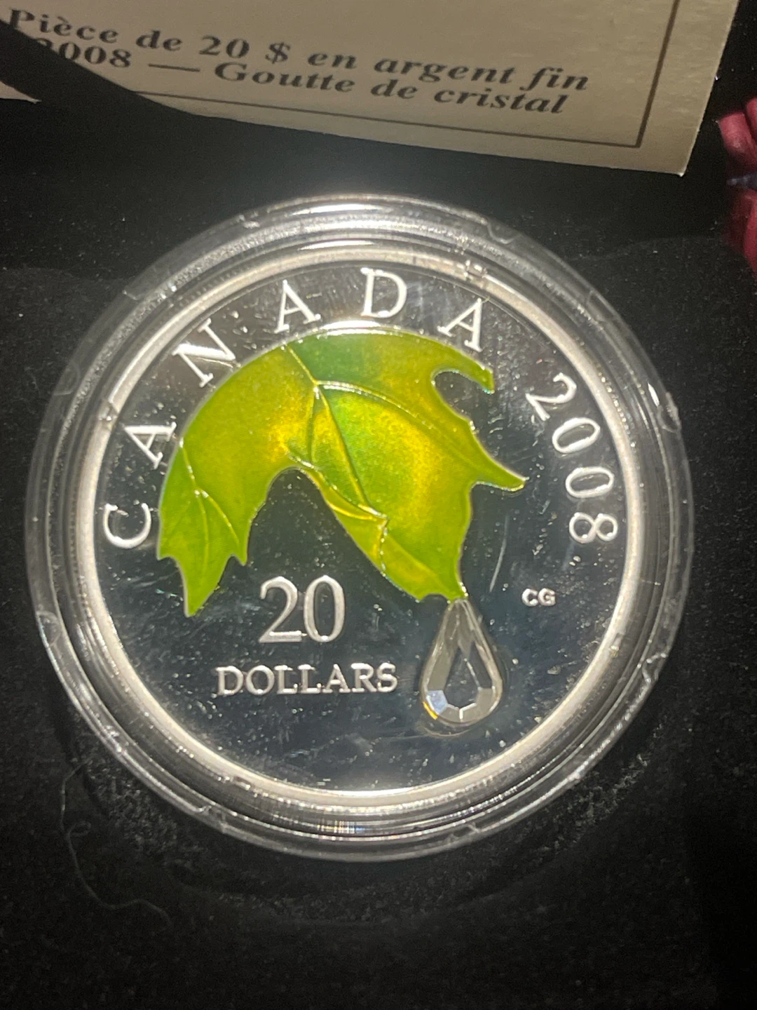 2008 $20 Fine Silver Coin - Crystal Raindrop