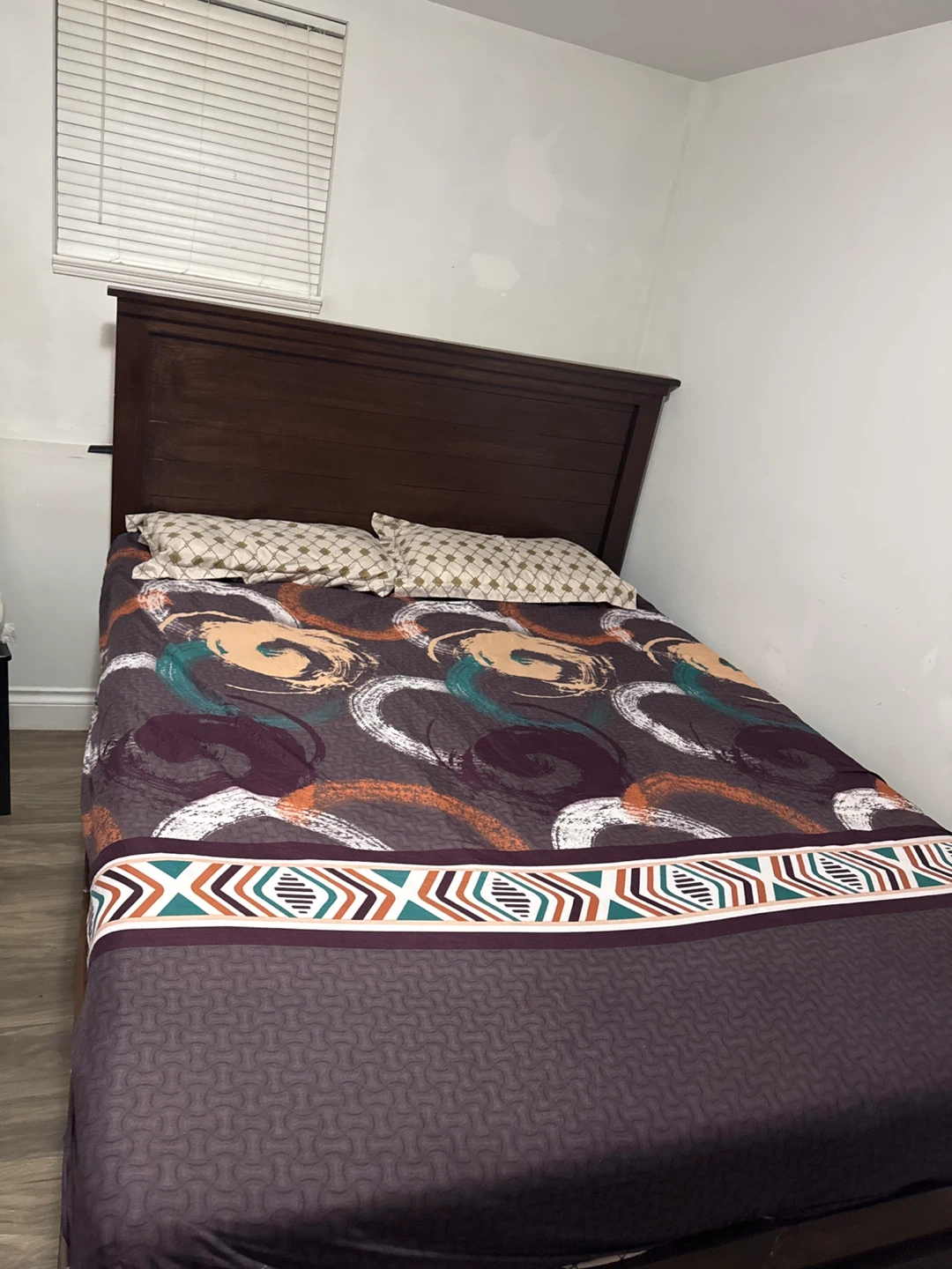 Dark Brown Wooden Bed Frame with Storage queen size - photo 2