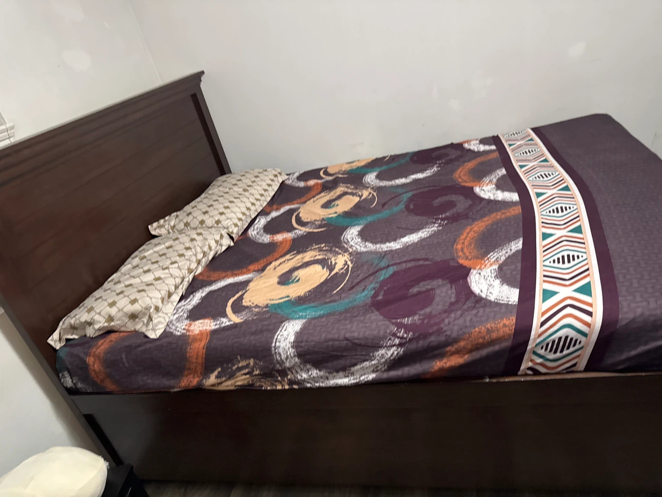 Dark Brown Wooden Bed Frame with Storage queen size - photo 5