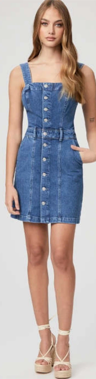 Paige Denim Button-Front Mini Dress