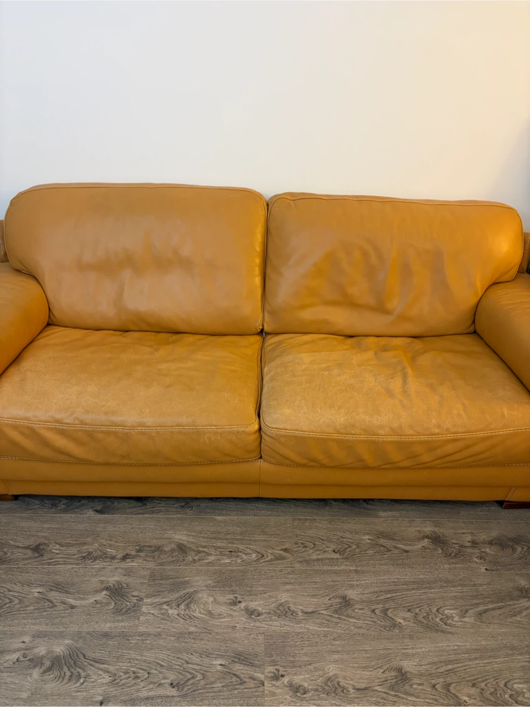 Natuzzi Tan Leather Two-Seater Sofa