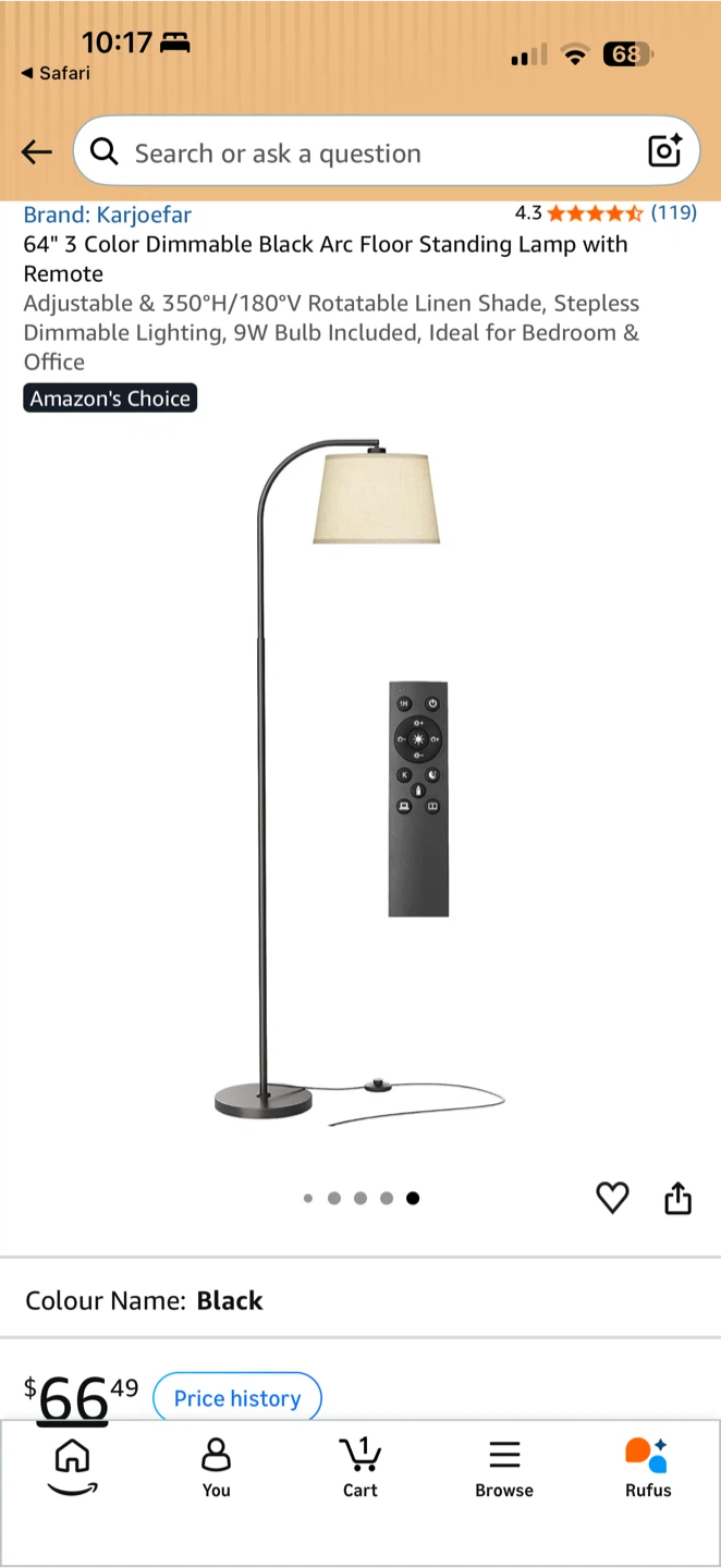 Karjoefar 64-inch Black Arc Floor Lamp - photo 2