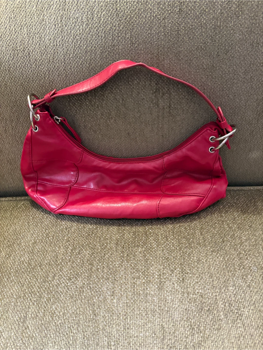 Red hobo shoulder bag