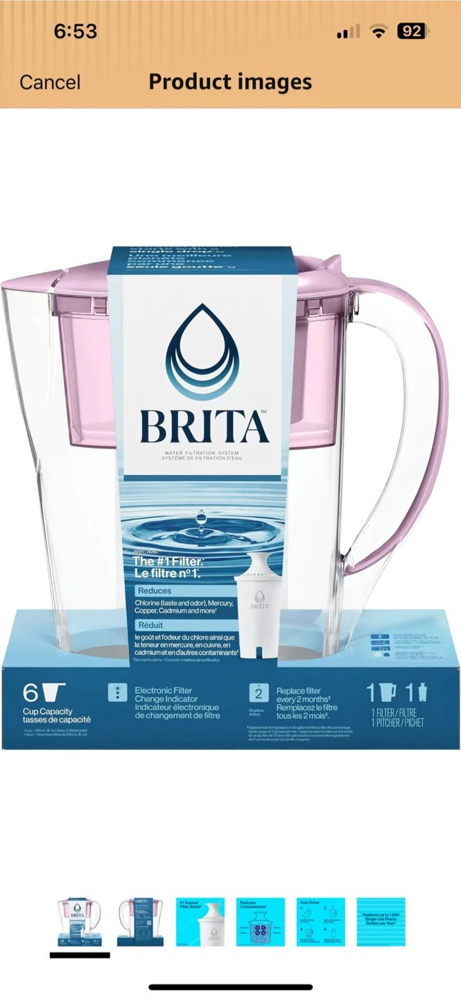 Brita Small 6-Cup Space Saver Water Filter Pitcher
