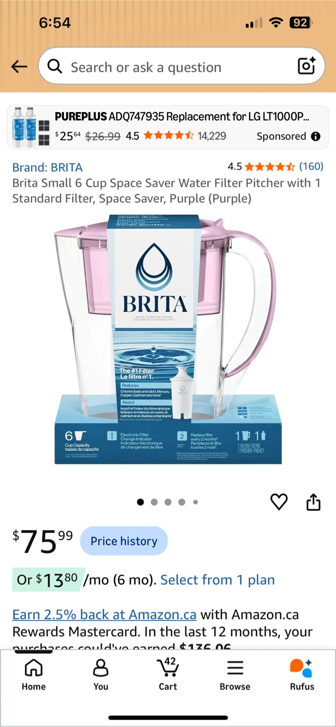 Brita Small 6-Cup Space Saver Water Filter Pitcher - photo 4
