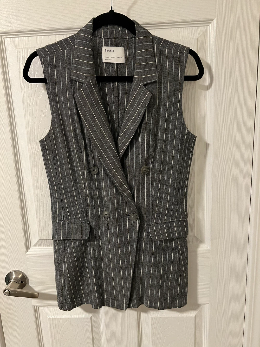 Bershka Pinstripe Sleeveless Blazer