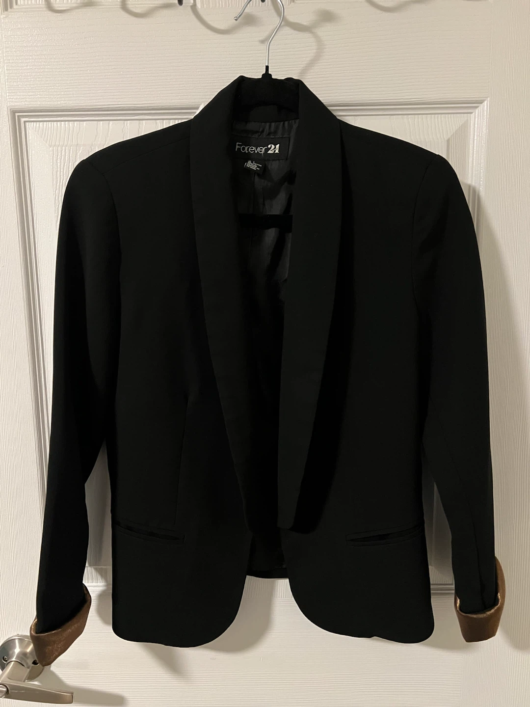Forever 21 Black Blazer with Metallic Bronze Cuffs