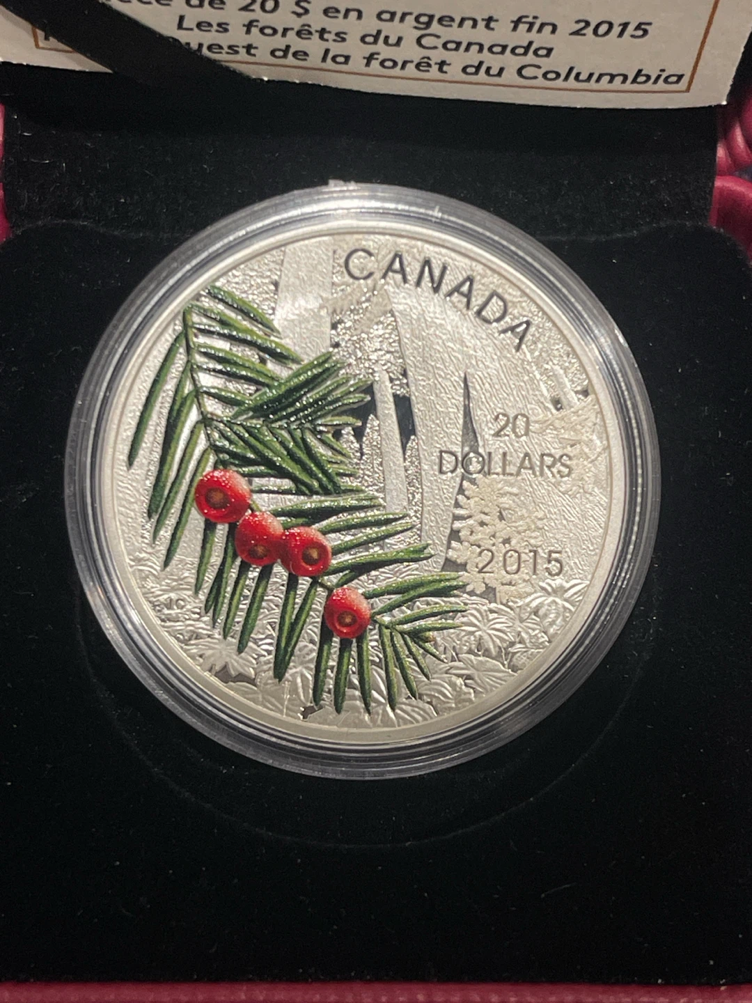 2015 $20 Fine Silver Coin - FoC: Columbian Yew Tree