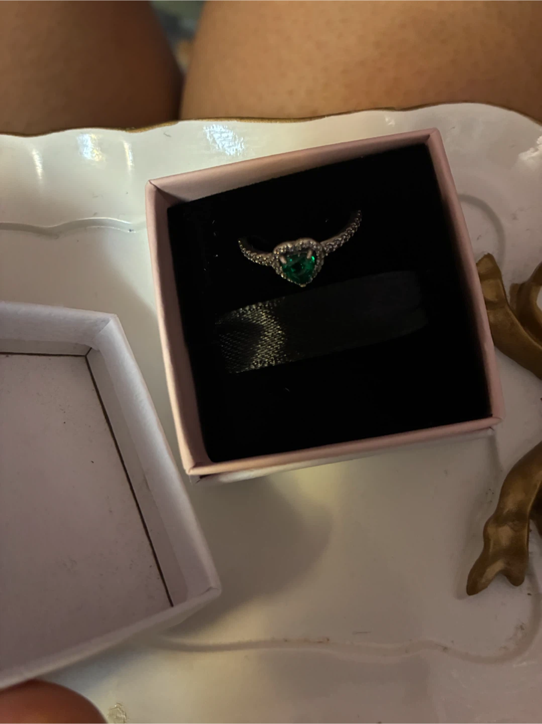 Pandora Green Heart Ring
