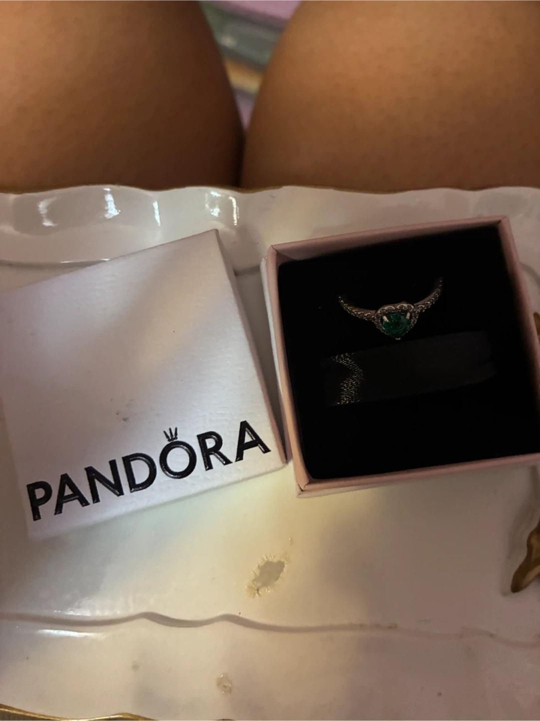 Pandora Green Heart Ring - photo 2