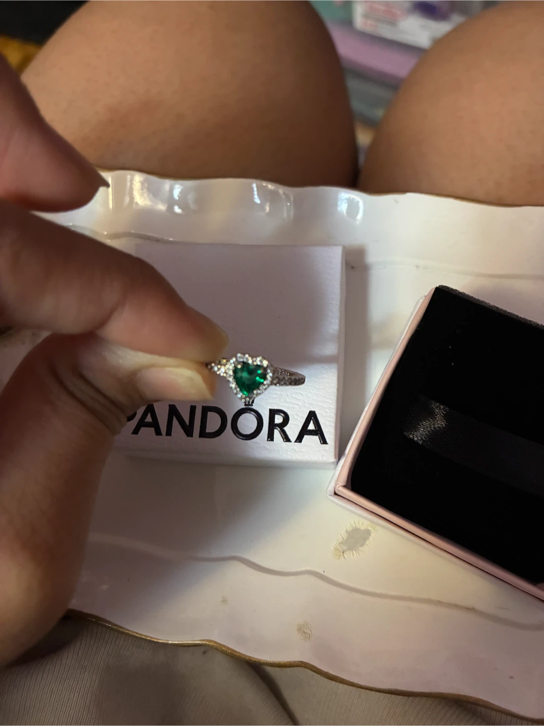 Pandora Green Heart Ring - photo 3