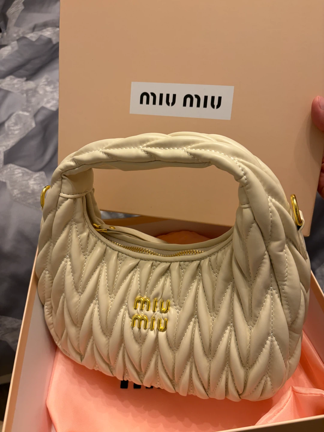 Miu Miu Quilted Leather Hobo Bag