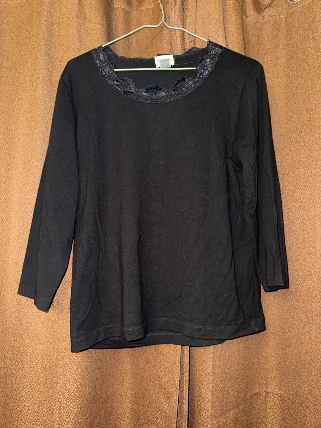 Chico's Black Lace Trim Top and Cardigan Set