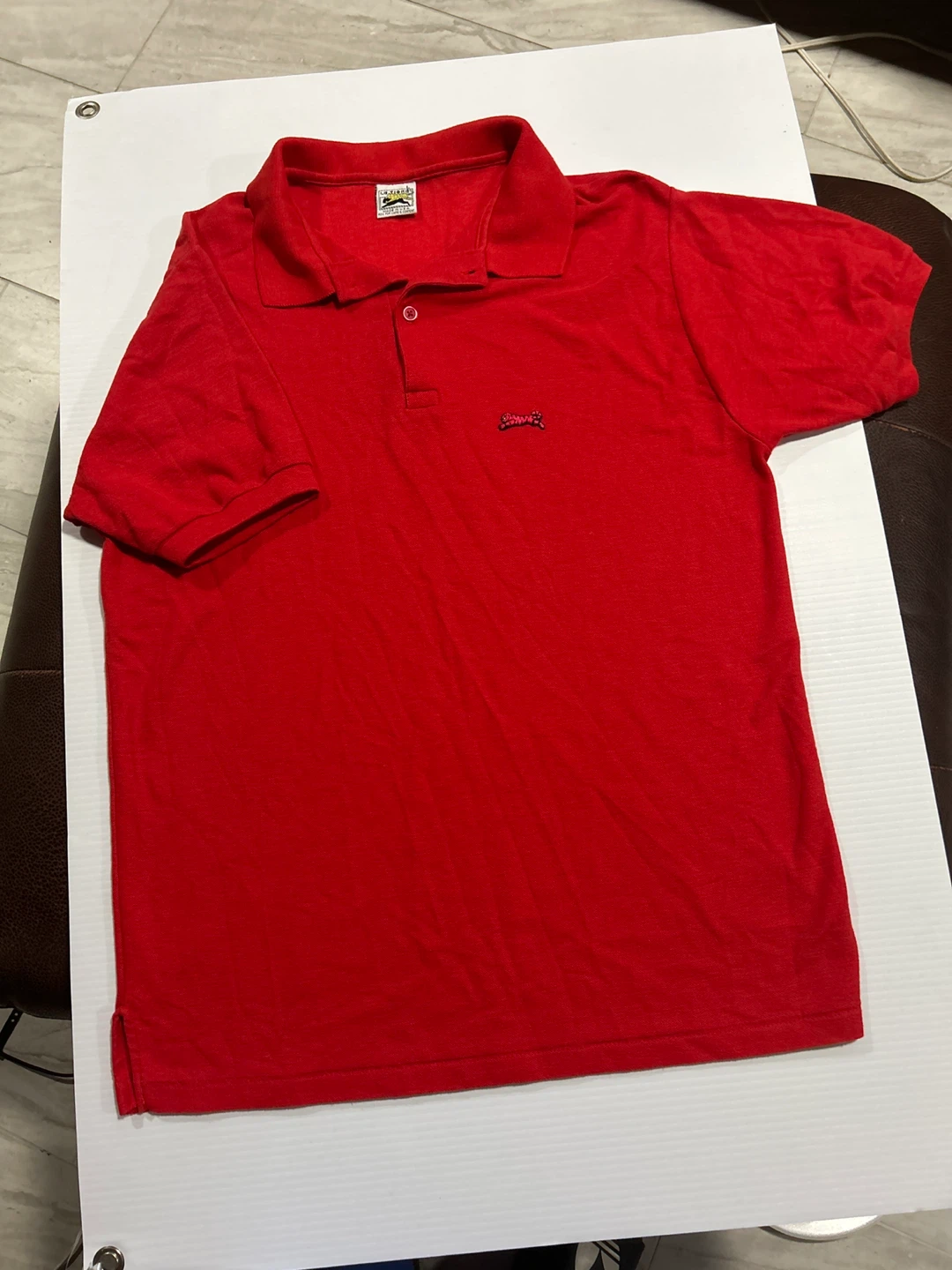 Le Tigre Men's Red Polo Shirt 1990 vintage