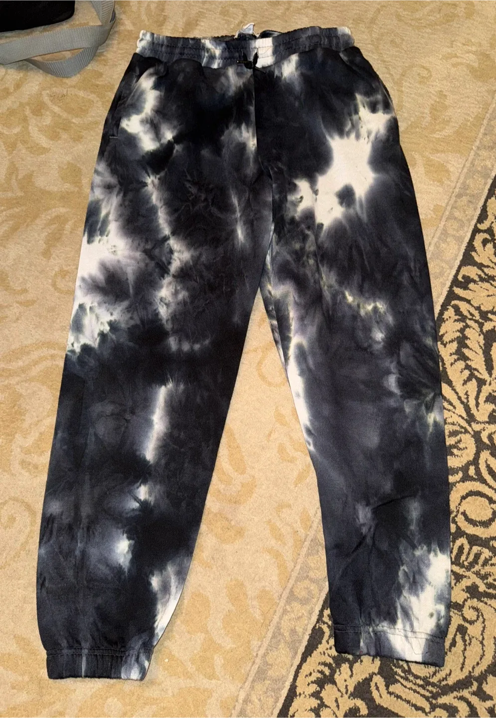 Charlotte Russe Black and White Tie-dye Joggers