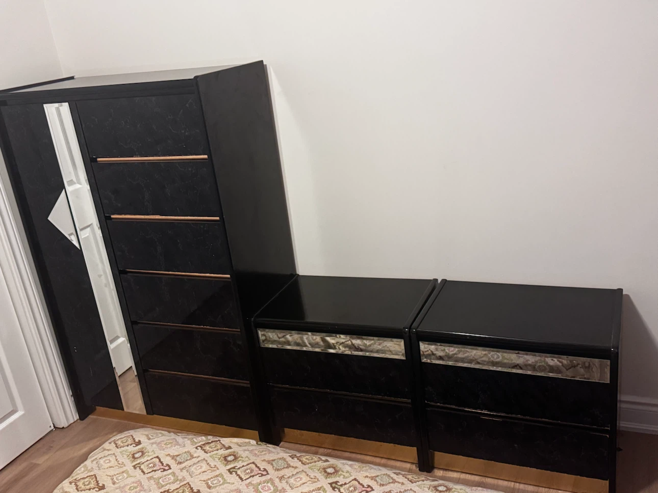 Black  Bedroom Set with Mirror - photo 2