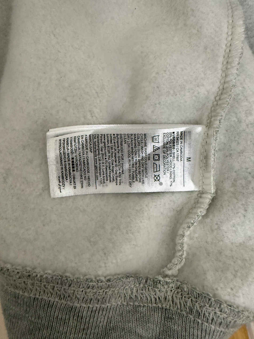 Gap Men's Grey Zip-Up Hoodie Blue Logo Size M - photo 4