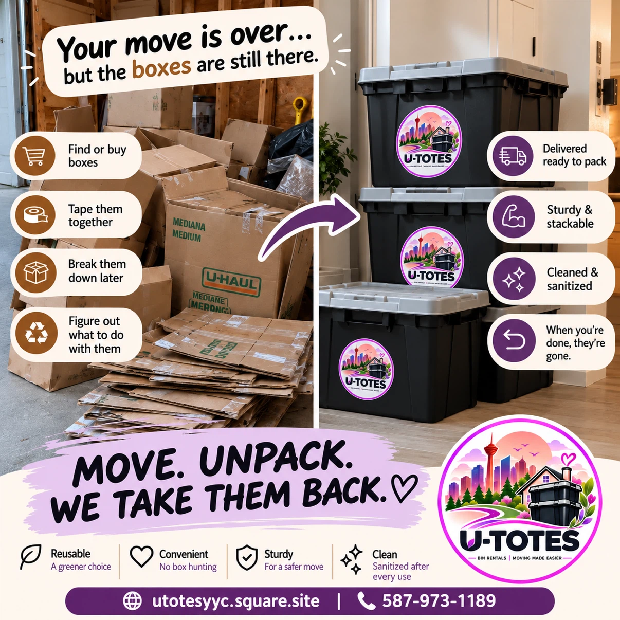 Reusable Moving Totes for Rent – No Cardboard Needed!