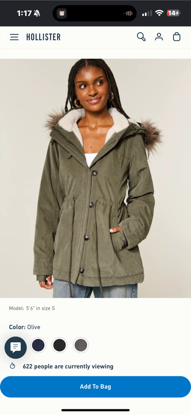 Hollister Faux Fur-Lined Parka Olive - photo 4