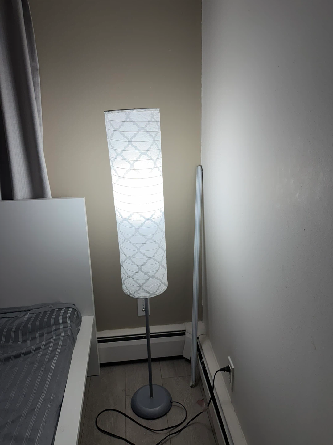 Tall Floor Lamp with Patterned Paper Shade