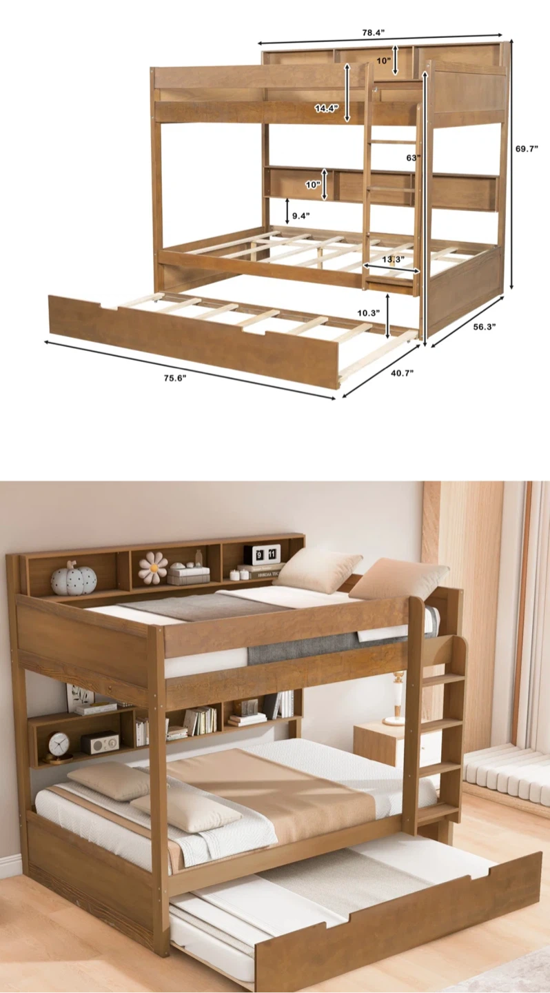 Full over full bunk bed with trundle bed - photo 2