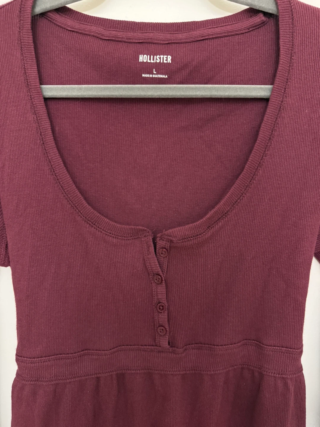 Hollister Red Tie-Back Henley Babydoll Top Size L - photo 5