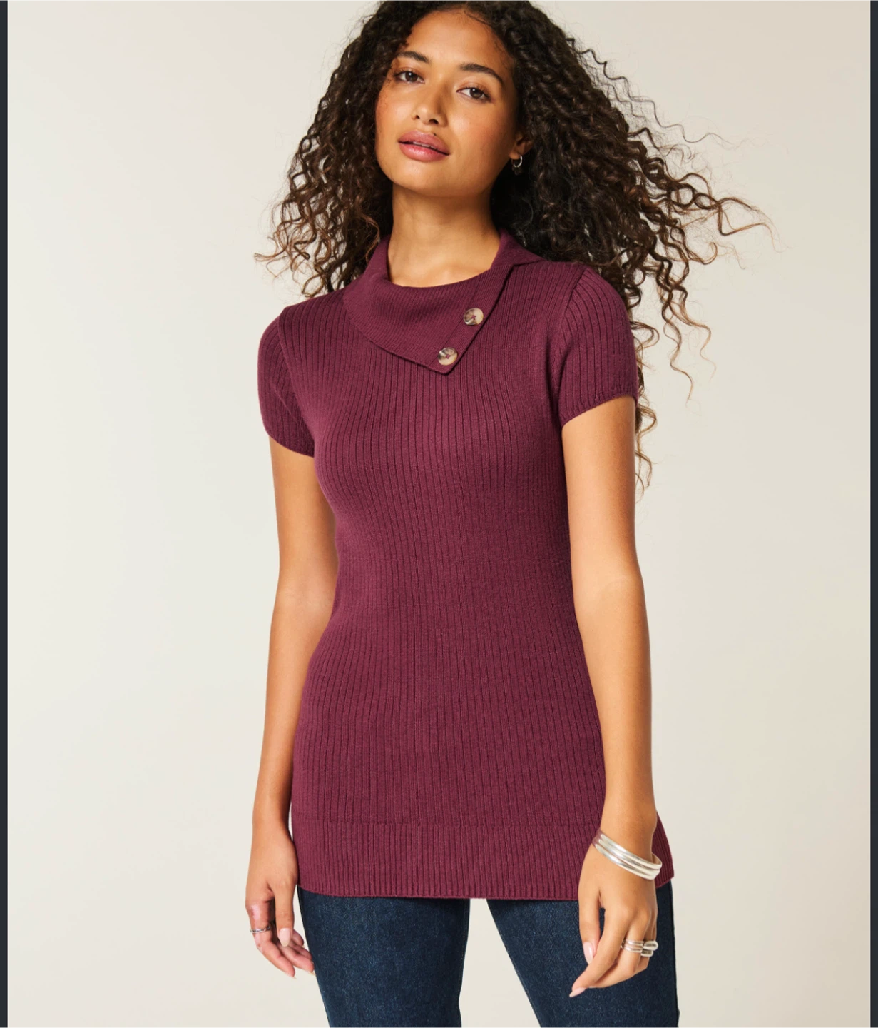 Hollister Black Short Sleeve Tunic Sweater - photo 4